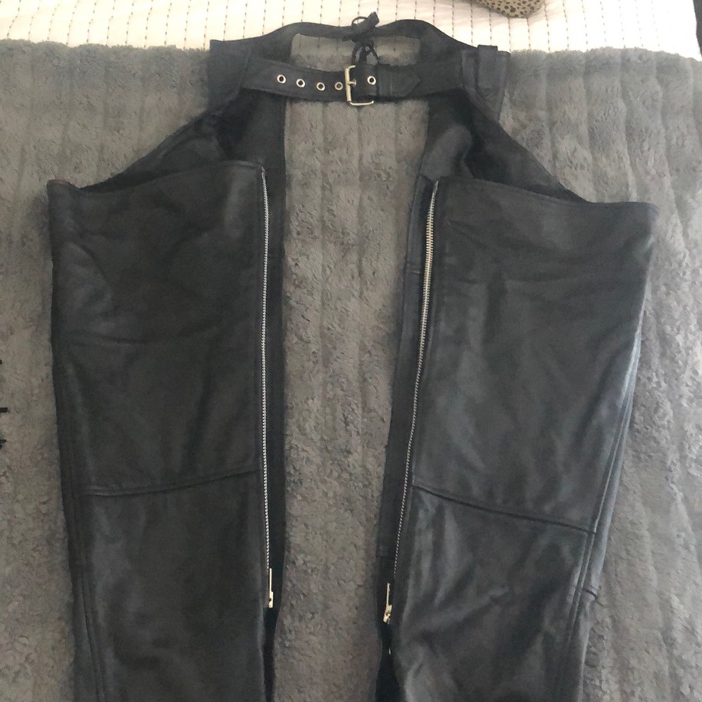 Women’s Black Leather Motorcycle Chaps